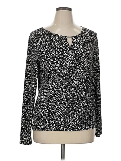 Pre-owned Talbots Outlet Long Sleeve Top Black Keyhole Neckline Tops