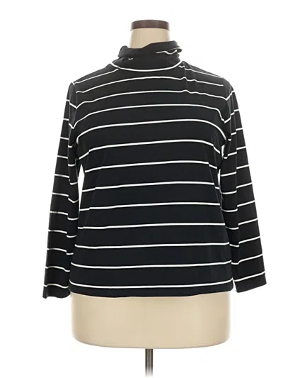 Pre-owned Talbots Outlet Long Sleeve Top Black Stripes Pattern Turtleneck Tops