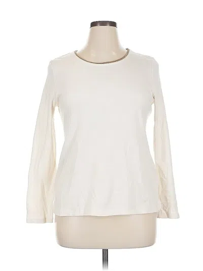 Pre-owned Talbots Outlet Long Sleeve Top Ivory Crew Neck Tops In White