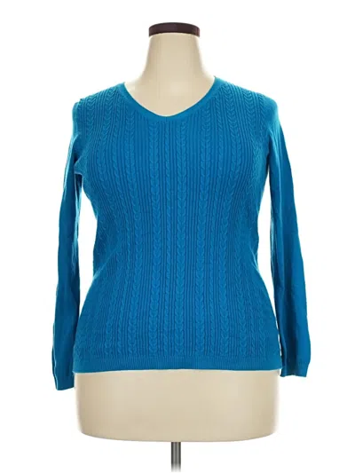 Pre-owned Talbots Outlet Long Sleeve Top Teal V-neck Tops