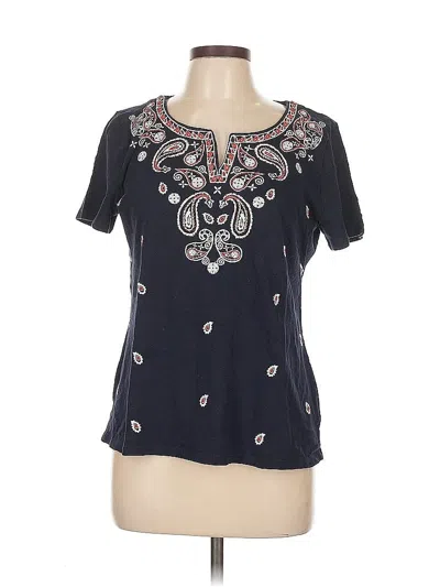 Pre-owned Talbots Outlet Short Sleeve Blouse In Black