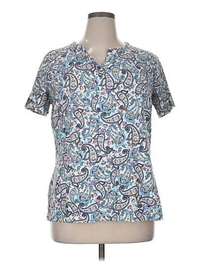 Pre-owned Talbots Outlet Short Sleeve Polo Shirt In Blue