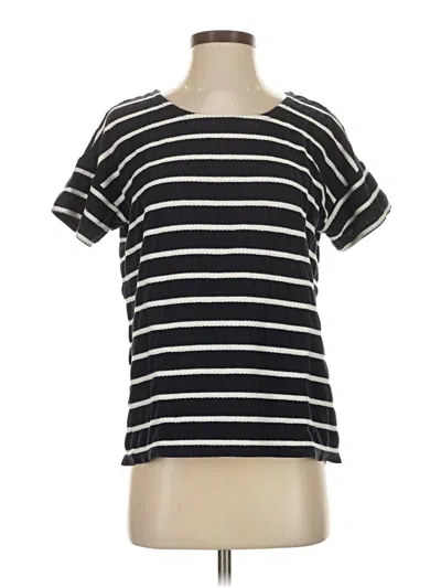 Pre-owned Talbots Outlet Short Sleeve Top Black Stripes Pattern Crew Neck Tops