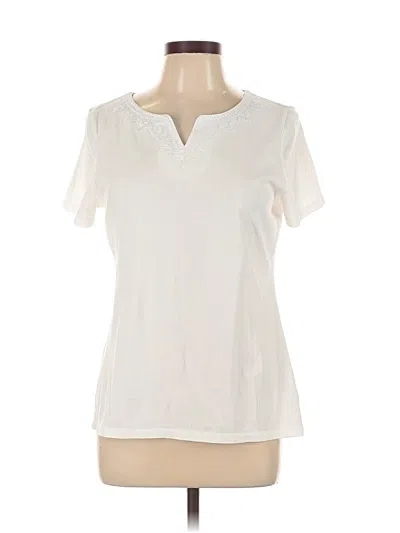Pre-owned Talbots Outlet Short Sleeve Top Ivory Keyhole Neckline Tops In White
