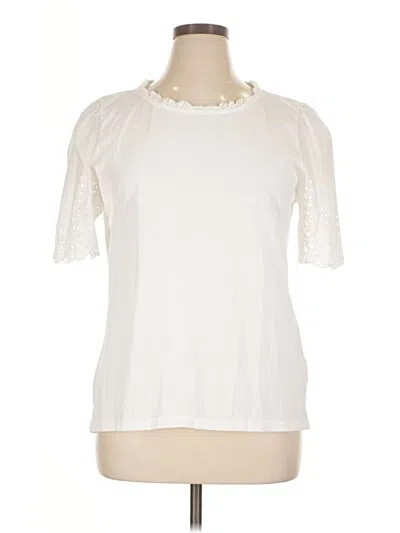 Pre-owned Talbots Outlet Short Sleeve Top Ivory Keyhole Neckline Tops In White