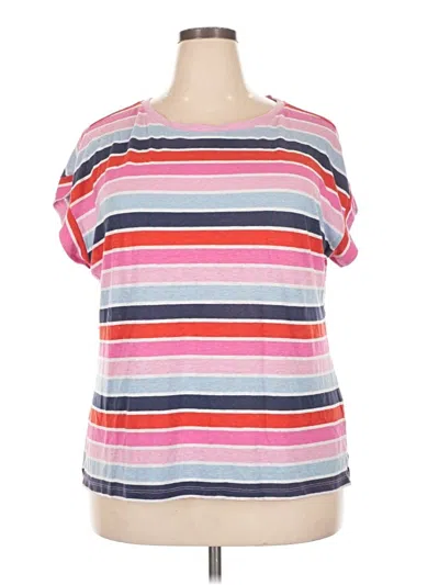 Pre-owned Talbots Outlet Short Sleeve Top Pink Stripes Pattern Boatneck Tops