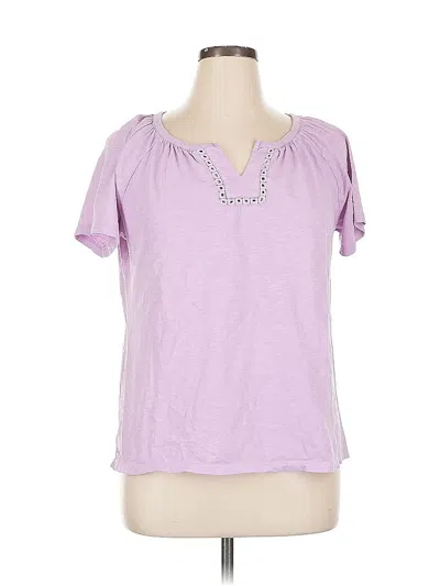 Pre-owned Talbots Outlet Short Sleeve Top Purple Keyhole Neckline Tops