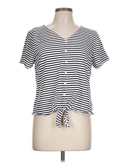 Pre-owned Talbots Outlet Short Sleeve Top White Keyhole Neckline Tops