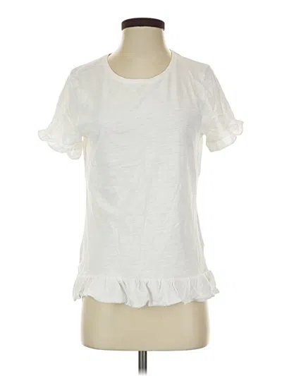 Pre-owned Talbots Outlet Short Sleeve Top White Ruffles Neckline Tops