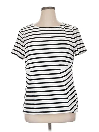 Pre-owned Talbots Outlet Short Sleeve Top White Stripes Pattern Boatneck Tops