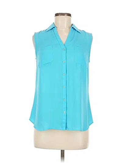 Pre-owned Talbots Outlet Sleeveless Button Down Shirt In Blue