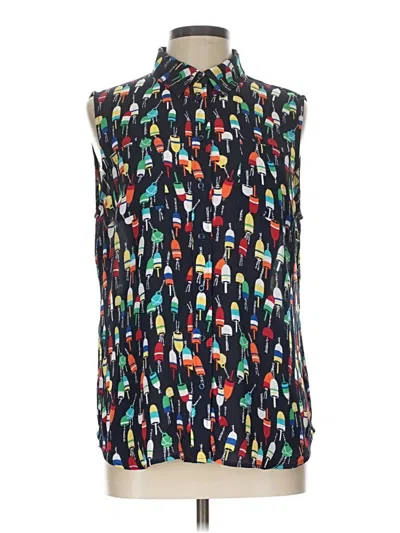Pre-owned Talbots Outlet Sleeveless Button Down Shirt In Blue