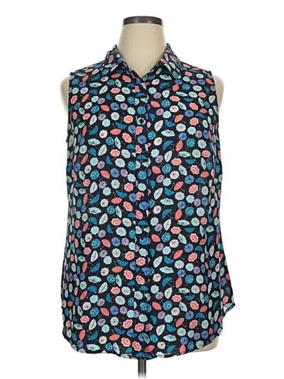 Pre-owned Talbots Outlet Sleeveless Button Down Shirt In Blue