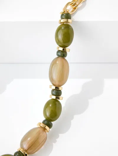 Talbots Oval Bead Chunky Necklace - Deep Forest/gold - 001  In Deep Forest,gold