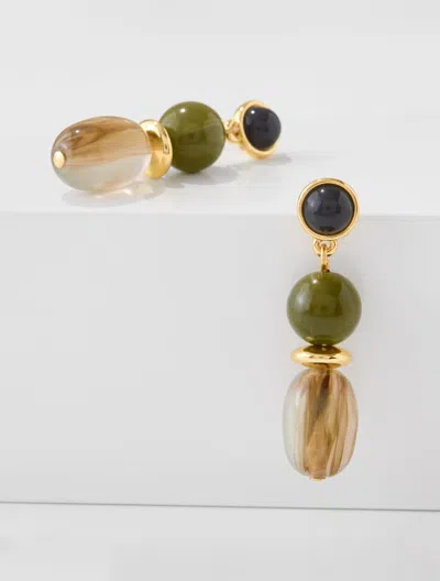 Talbots Oval Bead Drop Earrings - Deep Forest/gold - 001  In Deep Forest,gold