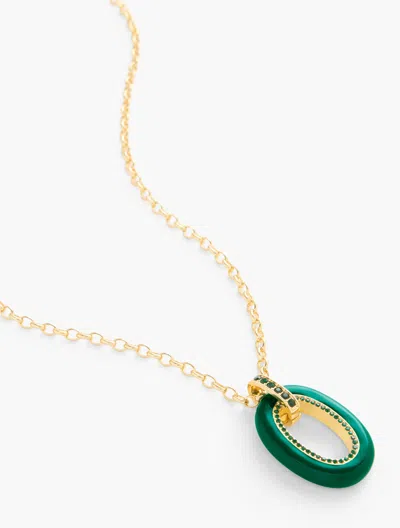 Talbots Oval Enamel Pavã© Pendant Necklace - Highland Green/gold - 001  In Highland Green,gold