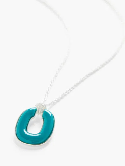 Talbots Oval Resin Pendant Necklace - Lapis/shiny Silver - 001  In Lapis,shiny Silver