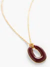 Talbots Oval Resin Pendant Necklace - Rich Burgundy/gold - 001  In Rich Burgundy,gold