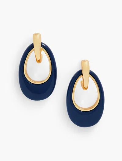 Talbots Oval Statement Drop Earrings - Ink/gold - 001  In Blue