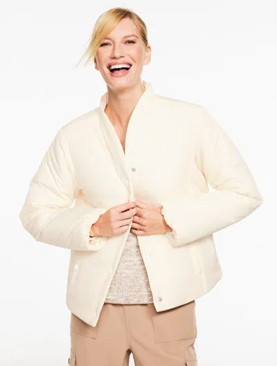 Talbots Padded Bungee Hem Jacket - Ivory - Large  In Neutral