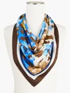 Talbots Painted Garden Silk Square Scarf - Azure Blue - 001  In Blue