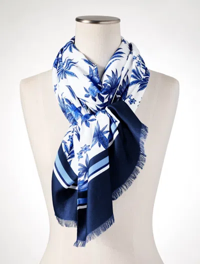 Talbots Painted Palms Oblong Scarf - Shore Blue - 001
