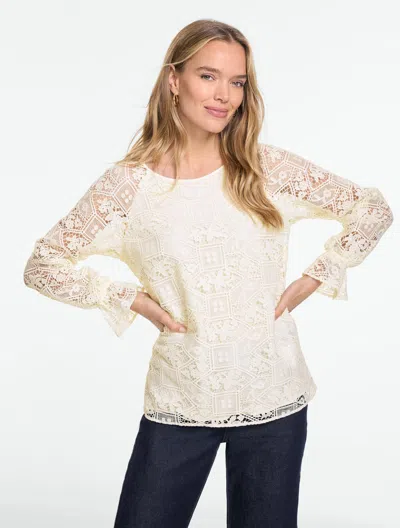 Talbots Paisley Delicate Lace Top - Ivory - Xs  In Neutral