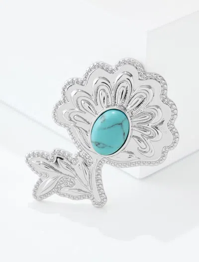 Talbots Paisley Frond Brooch - Turquoise/silver - 001  In Turquoise,silver