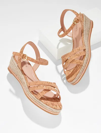 Talbots Pamela Cork Wedge Sandals - Natural - 9 1/2 M  In Brown