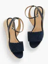 Talbots Pamela Crochet Wedge Sandals - Blue - 8m - 100% Cotton