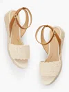 Talbots Pamela Crochet Wedge Sandals - Ivory - 9 1/2 M - 100% Cotton