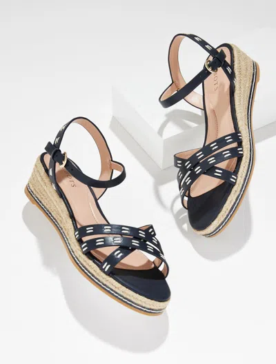 Talbots Pamela Vachetta Wedge Sandals - Blue - 11m