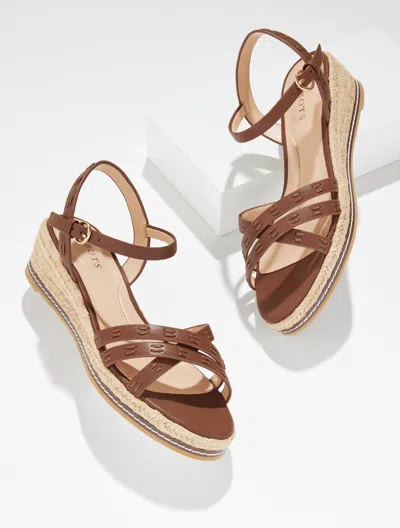 Talbots Pamela Vachetta Wedge Sandals - Hickory Brown - 11m