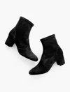 Talbots Pardo Stretch Suede Block Heel Booties - Black - 10m