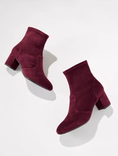 Talbots Pardo Suede Block Heel Booties - Deep Burgundy - 5m