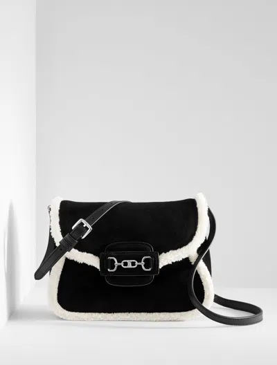 Talbots Parker Shearling Suede Crossbody Bag - Black - 001