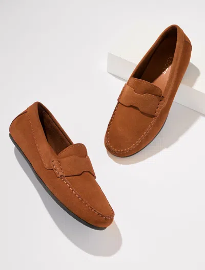 Talbots Parker Suede Moccasins Shoes - Cognac - 5m