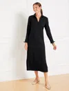 Talbots Passport Ponte Johnny Collar Midi Dress - Black - 2x  In Black