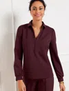 Talbots Passport Ponte Johnny Collar Pullover Sweater - Rich Burgundy - 2x