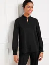Talbots Passport Ponte Zip Mockneck Pullover Sweater - Black - 3x  In Black