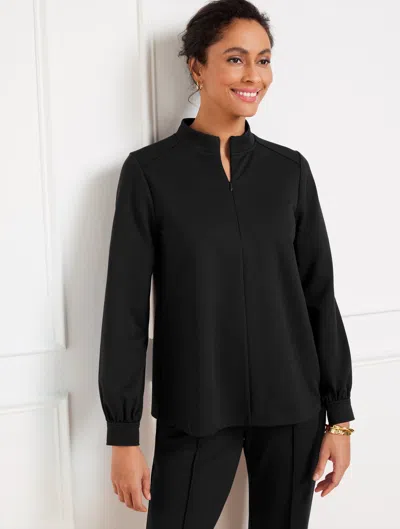 Talbots Passport Ponte Zip Mockneck Pullover Sweater - Black - 3x