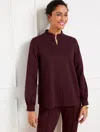 Talbots Passport Ponte Zip Mockneck Pullover Sweater - Rich Burgundy - 3x
