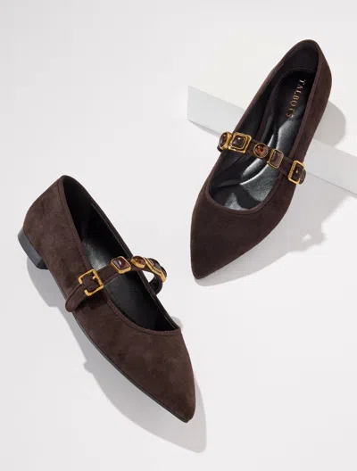 Talbots Payton Mary Jane Flats - Suede - Dark Chocolate - 5m