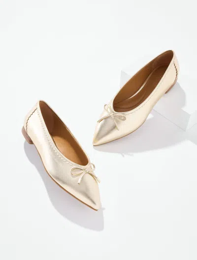 Talbots Payton Nappa Pointed Toe Ballet Flats - Metallic - Gold - 5m