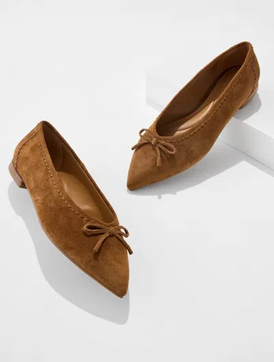 Talbots Payton Pointed Toe Ballet Flats - Suede - Caramel - 5m