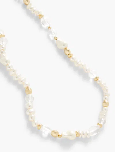 Talbots Pearl & Crystal Beaded Necklace - Ivory Pearl/gold - 001  In Ivory Pearl,gold