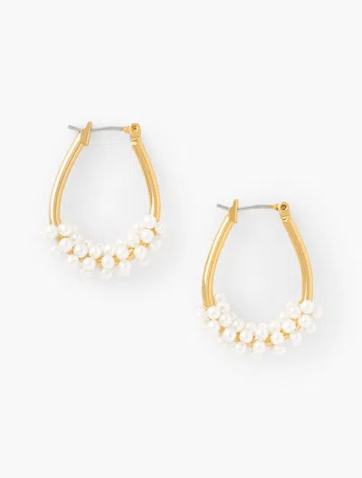 Talbots Pearl Wrapped Hoop Earrings - Ivory Pearl/gold - 001  In Ivory Pearl,gold