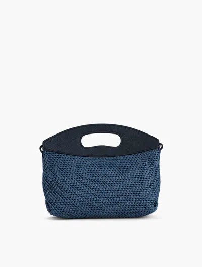 Talbots Pebble Leather Chunky Straw Crossbody - Blue - 001