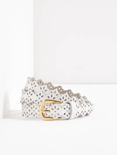 Talbots Perforated Flower Belt - White - Xl