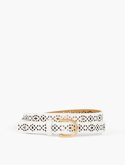 Talbots Perforated Leather Belt - White - Xl